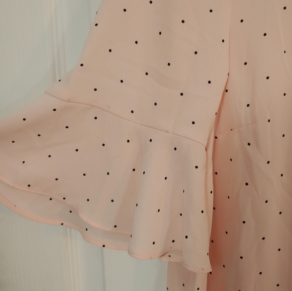 Elle Light Pink Sheer Blouse with Dots Women's Size Medium - Picture 3 of 4